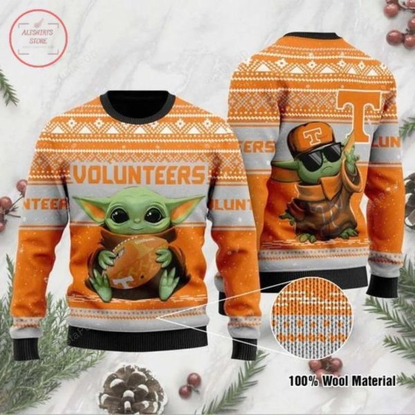 Baby Yoda Tennessee Volunteers Ugly Christmas Sweater, Tennessee Volunteers Christmas Sweater, NCAA Christmas Sweater