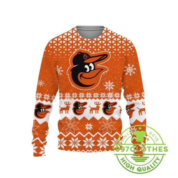 Baltimore Orioles Christmas Ugly Sweater, Baltimore Orioles Ugly Sweater, MLB Christmas Sweater