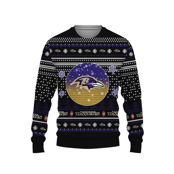 Baltimore Ravens Big Logo Ugly Christmas Sweater, Baltimore Ravens Ugly Sweater, NFL Ugly Sweater