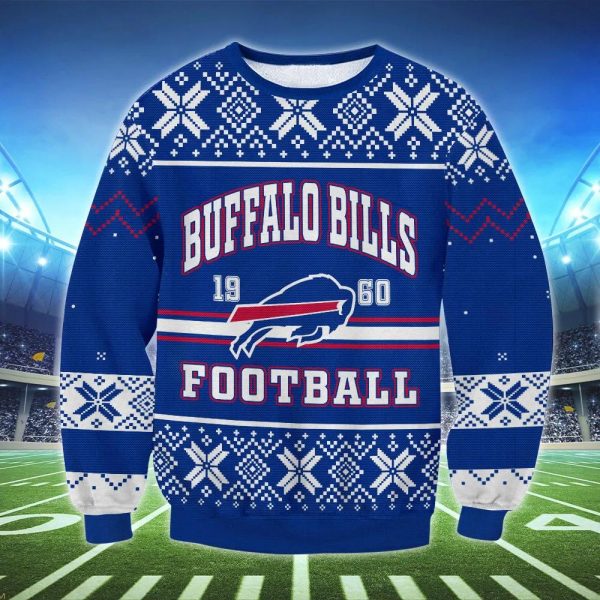 Buffalo Bills 1960 Football Ugly Christmas Sweater, Buffalo Bills Ugly Sweater, NFL Ugly Sweater