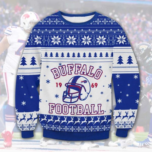 Buffalo Bills 1969 Football Ugly Christmas Sweater, Buffalo Bills Ugly Sweater, NFL Ugly Sweater