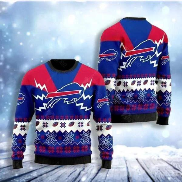 Buffalo Bills 3D Ugly Christmas Sweater, Buffalo Bills Ugly Sweater, NFL Ugly Sweater