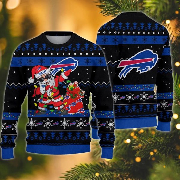 Buffalo Bills Santa Claus Dabbing Ugly Christmas Sweater, Buffalo Bills Ugly Sweater, NFL Ugly Sweater