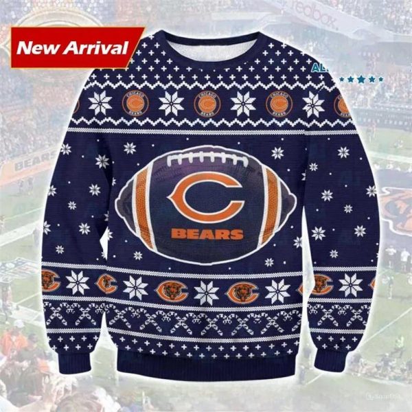 Chicago Bears Big Logo NFL Ugly Christmas Sweater, Chicago Bears Ugly Sweater, NFL Ugly Sweater