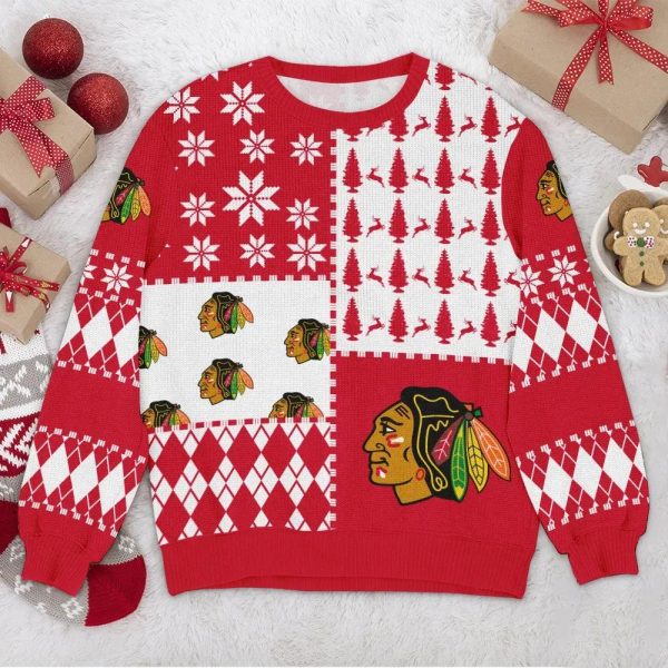 Chicago Blackhawks NHL Ugly Christmas Sweater, Chicago Blackhawks Ugly Sweater, NHL Ugly Sweater