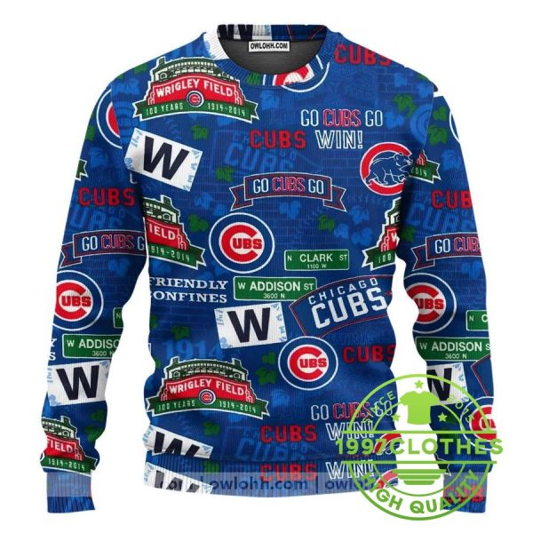 Chicago Cubs Baseball Ugly Christmas Sweater, Chicago Cubs Ugly Sweater, MLB Christmas Sweater