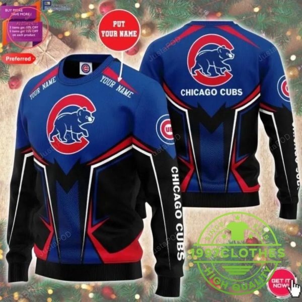 Chicago Cubs For Fans Custom Ugly Christmas Sweater, Chicago Cubs Ugly Sweater, MLB Christmas Sweater