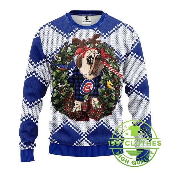 Chicago Cubs Pub Dog Ugly Christmas Sweater, Chicago Cubs Ugly Sweater, MLB Christmas Sweater