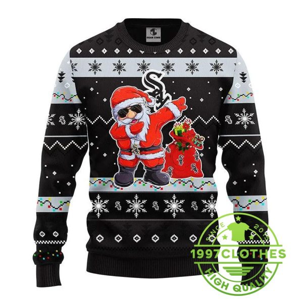 Chicago White Sox Dabbing Santa Claus Ugly Christmas Sweater, Chicago White Sox Ugly Sweater, MLB Christmas Sweater