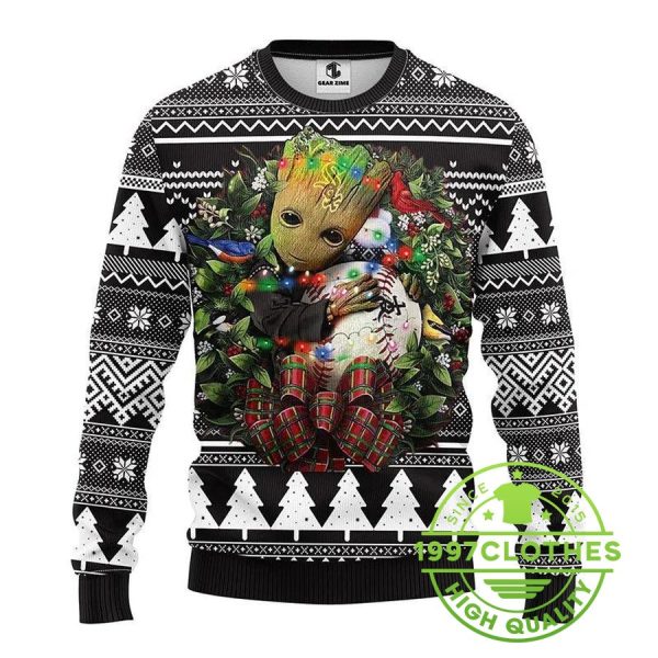 Chicago White Sox Groot Hug Ugly Christmas Sweater, Chicago White Sox Ugly Sweater, MLB Christmas Sweater