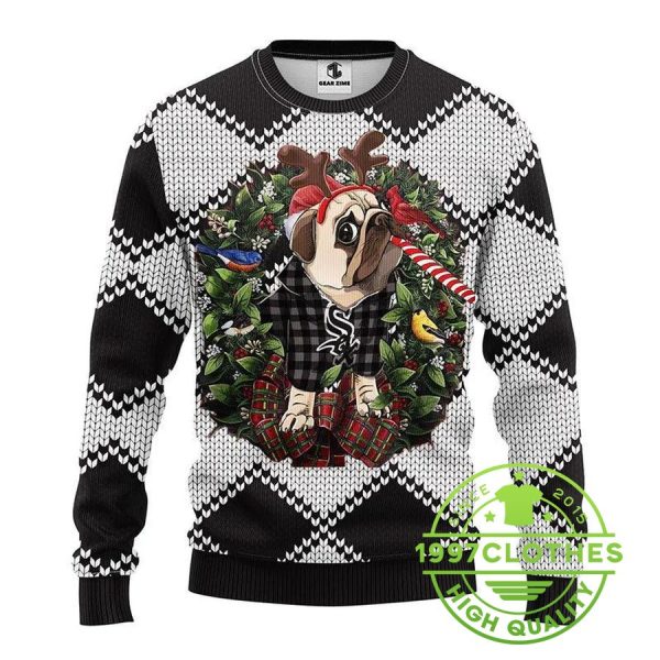 Chicago White Sox Pub Dog Ugly Christmas Sweater, Chicago White Sox Ugly Sweater, MLB Christmas Sweater