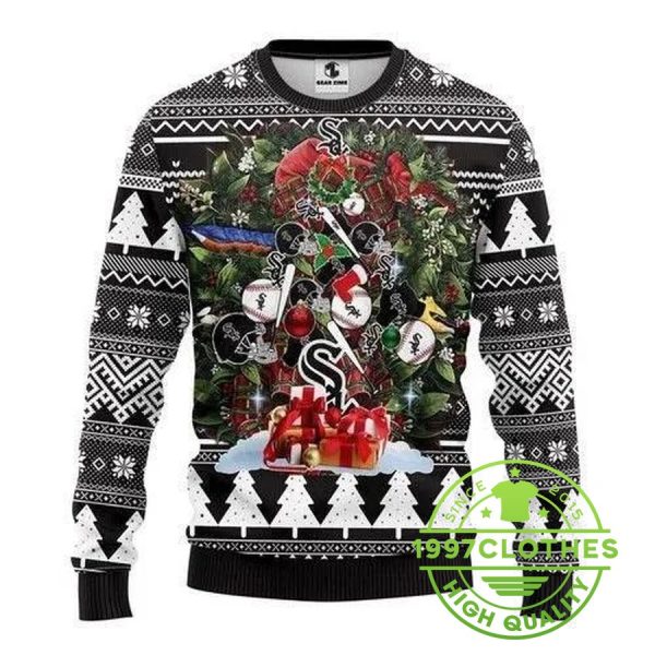 Chicago White Sox Tree Christmas Ugly Sweater, Chicago White Sox Ugly Sweater, MLB Christmas Sweater