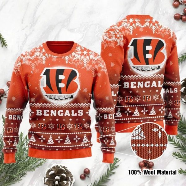 Cincinnati Bengals American Football Ugly Christmas Sweater, Cincinnati Bengals Ugly Sweater, NFL Ugly Sweater