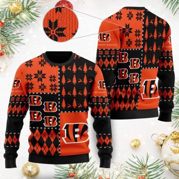 Cincinnati Bengals Christmas Ugly Sweater, Cincinnati Bengals Ugly Sweater, NFL Ugly Sweater