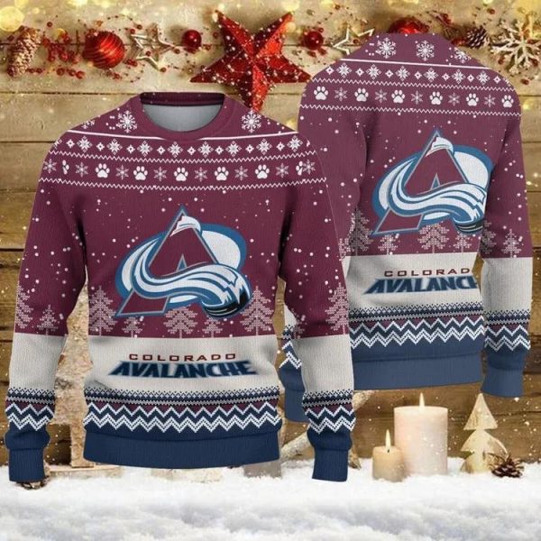 Colorado Avalanche Big Logo Ugly Christmas Sweater, Colorado Avalanche Ugly Sweater, NHL Ugly Sweater