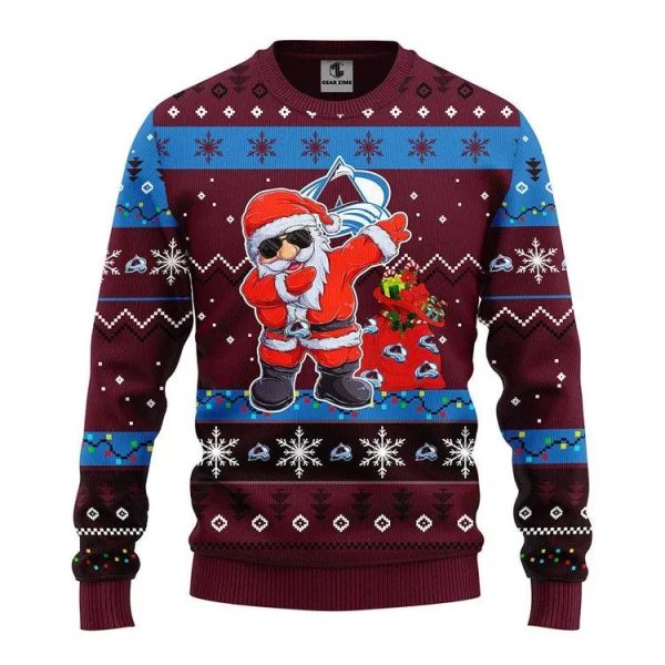 Colorado Avalanche Dabbing Santa Claus Ugly Christmas Sweater, Colorado Avalanche Ugly Sweater, NHL Ugly Sweater