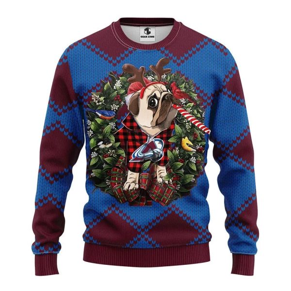 Colorado Avalanche Pub Dog Ugly Christmas Sweater, Colorado Avalanche Ugly Sweater, NHL Ugly Sweater