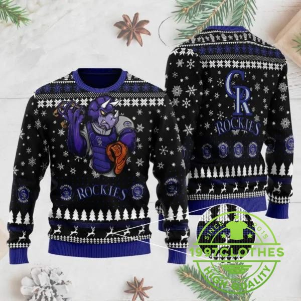 Colorado Rockies Mascot Ugly Christmas Sweater, Colorado Rockies Ugly Sweater, MLB Christmas Sweater