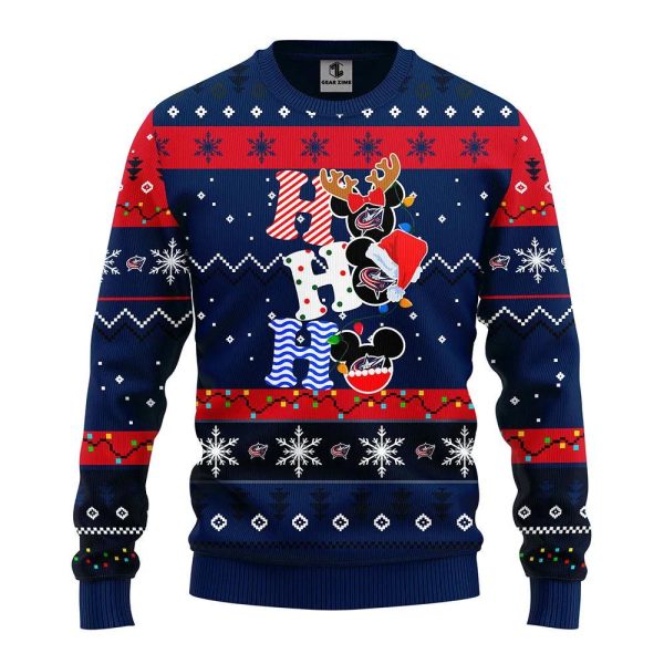 Columbus Blue Jackets Hohoho Ugly Christmas Sweater, Columbus Blue Jackets Ugly Sweater, NHL Ugly Sweater