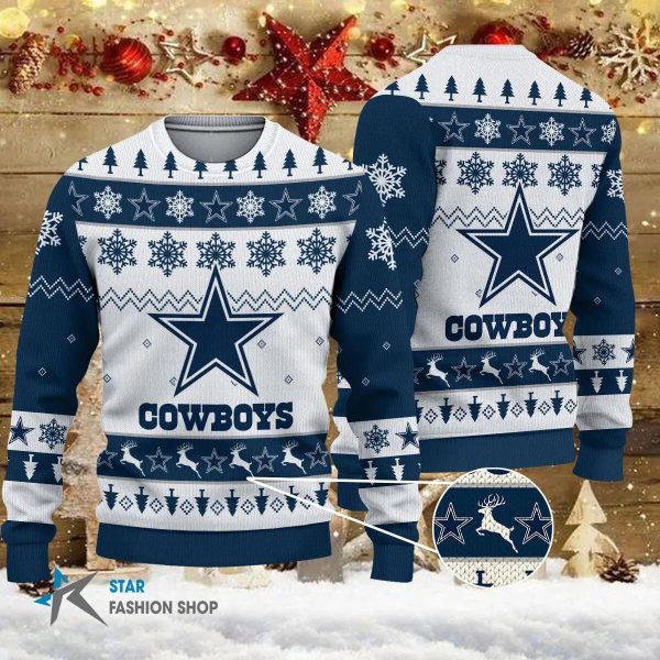 Dallas Cowboys Big Logo NFL Ugly Christmas Sweater, Dallas Cowboys Ugly Sweater, NFL Ugly Sweater