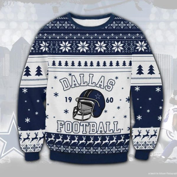 Dallas Cowboys Big Logo Ugly Christmas Sweater, Dallas Cowboys Ugly Sweater, NFL Ugly Sweater