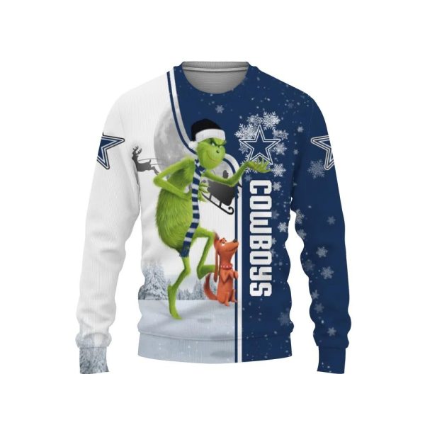 Dallas Cowboys Grinch & Scooby–Doo Ugly Christmas Sweater, Dallas Cowboys Ugly Sweater, NFL Ugly Sweater