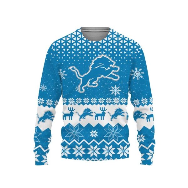 Detroit Lions Big Logo Ugly Christmas Sweater, Detroit Lions Ugly Sweater, NFL Ugly Sweater