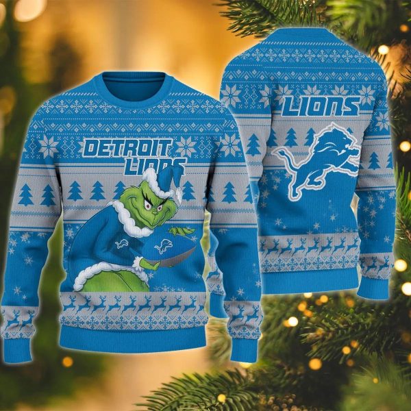 Detroit Lions Grinch Stolen Ugly Christmas Sweater, Detroit Lions Ugly Sweater, NFL Ugly Sweater