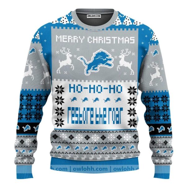 Detroit Lions Merry Christmas Ugly Christmas Sweaters, Detroit Lions Ugly Sweater, NFL Ugly Sweater