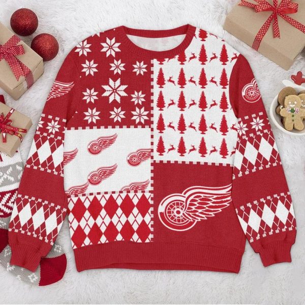 Detroit Red Wings NHL Ugly Christmas Sweater, Detroit Red Wings Ugly Sweater, NHL Ugly Sweater