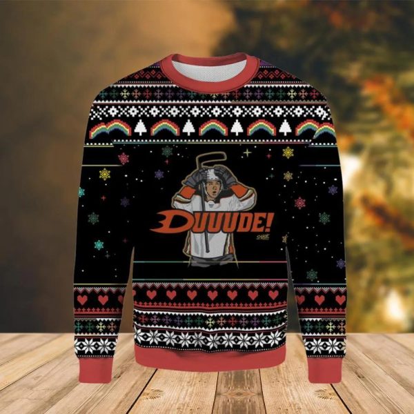 Duuude Anaheim Ducks Ugly Christmas Sweater, Anaheim Ducks Ugly Sweater, NHL Ugly Sweater