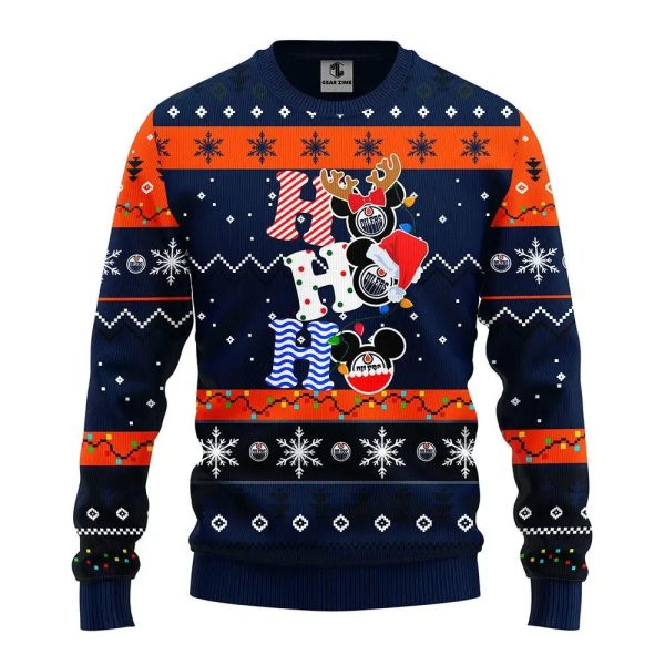 Edmonton Oilers Hohoho Ugly Christmas Sweater, Edmonton Oilers Ugly Sweater, NHL Ugly Sweater