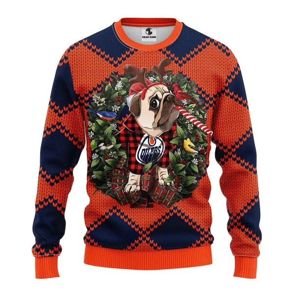 Edmonton Oilers Pub Dog Ugly Christmas Sweater, Edmonton Oilers Ugly Sweater, NHL Ugly Sweater