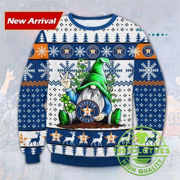 Gnome Houston Astros Ugly Christmas Sweater, Houston Astros Ugly Sweater, MLB Christmas Sweater