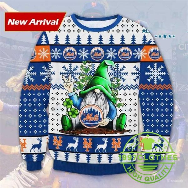 Gnome New York Mets Ugly Christmas Sweater, New York Mets Ugly Sweater, MLB Christmas Sweater