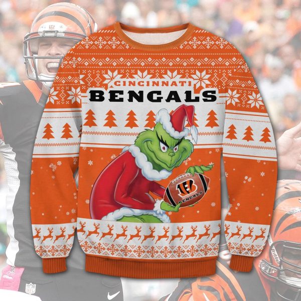 Grinch Stolen Cincinnati Bengals Ugly Christmas Sweater, Cincinnati Bengals Ugly Sweater, NFL Ugly Sweater