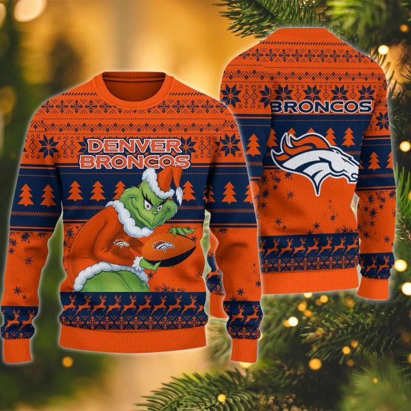 Grinch Stolen Denver Broncos Ugly Christmas Sweater, Denver Broncos Ugly Sweater, NFL Ugly Sweater