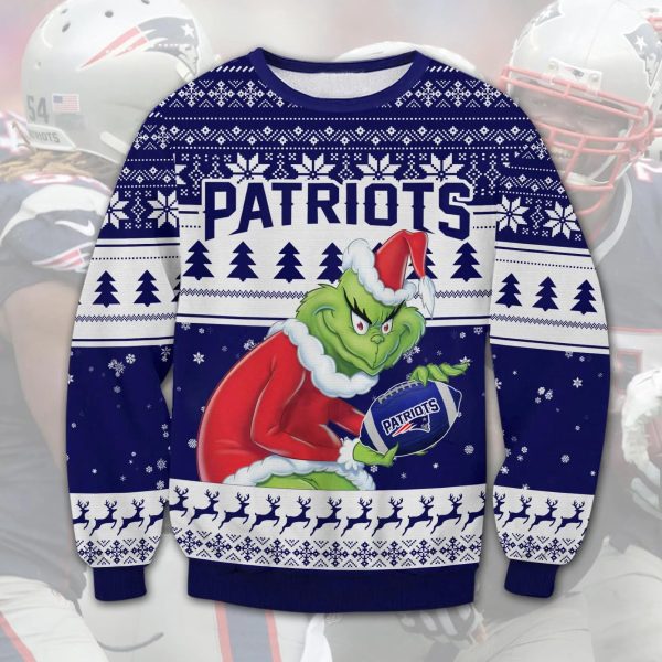 Grinch Stolen New England Patriots  Ugly Christmas Sweater, New England Patriots Ugly Sweater, NFL Ugly Sweater