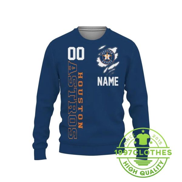 Houston Astros Custom Name Number Ugly Christmas Sweater, Houston Astros Ugly Sweater, MLB Christmas Sweater