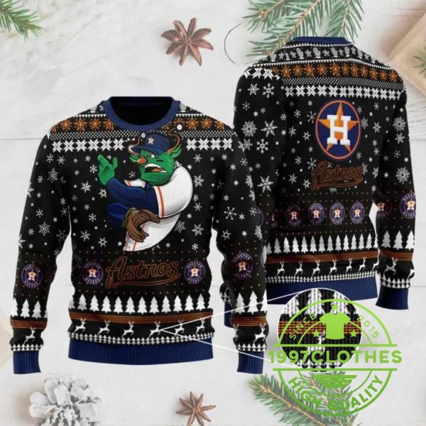 Houston Astros Mascot Ugly Christmas Sweater, Houston Astros Ugly Sweater, MLB Christmas Sweater