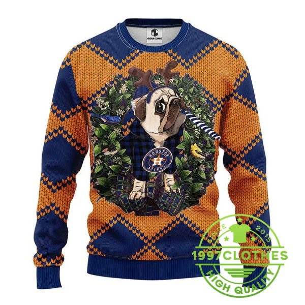 Houston Astros Pub Dog Ugly Christmas Sweater, Houston Astros Ugly Sweater, MLB Christmas Sweater