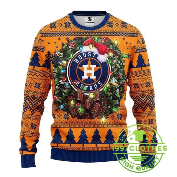 Houston Astros Santa Hat Ugly Sweater, Houston Astros Ugly Sweater, MLB Christmas Sweater