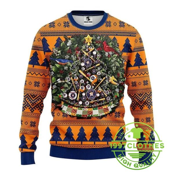 Houston Astros Tree Christmas Ugly Sweater, Houston Astros Ugly Sweater, MLB Christmas Sweater