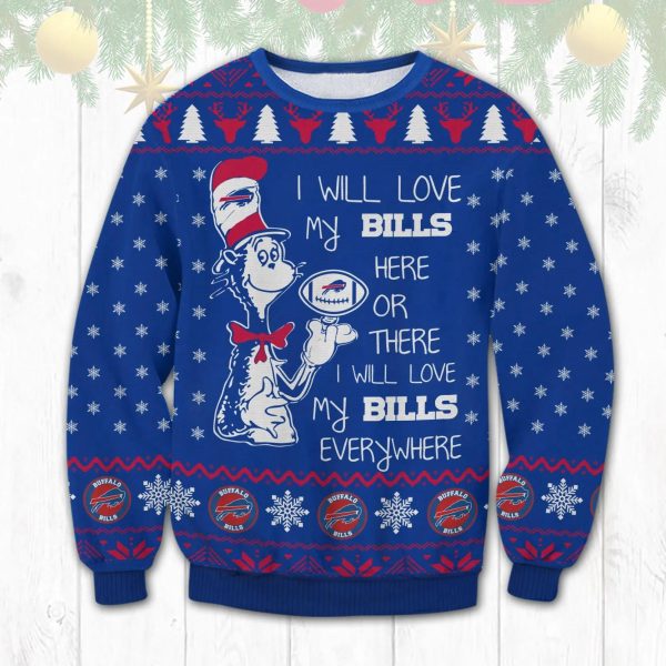 I Love My Buffalo Bills Ugly Christmas Sweater, Buffalo Bills Ugly Sweater, NFL Ugly Sweater