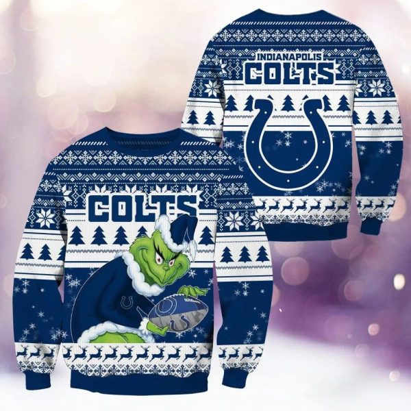 Indianapolis Colts Grinch Stolen Ugly Christmas Sweater, Indianapolis Colts Ugly Sweater, NFL Ugly Sweater