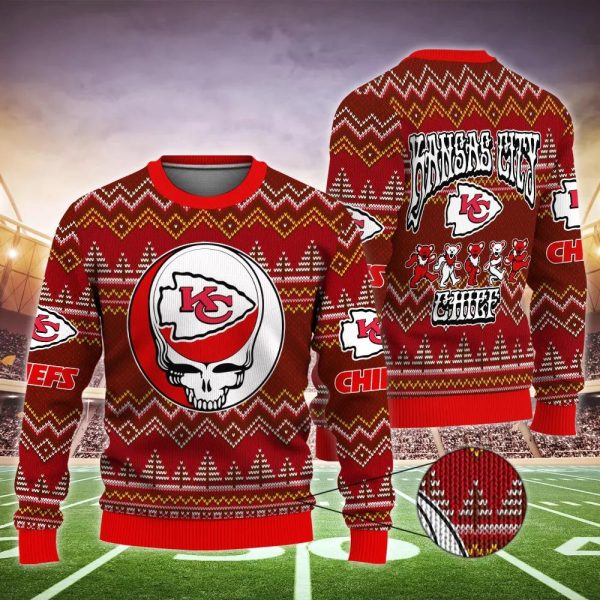 Kansas City Chiefs Grateful Ugly Sweater, Kansas City Chiefs Ugly Sweater, NFL Ugly Sweater