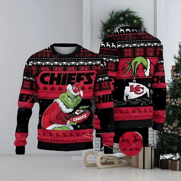 Kansas City Chiefs Grinch Stolen Ugly Christmas Sweater, Kansas City Chiefs Ugly Sweater, NFL Ugly Sweater