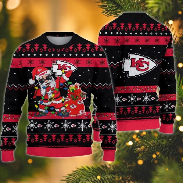 Kansas City Chiefs Santa Claus Dabbing Ugly Christmas Sweater, Kansas City Chiefs Ugly Sweater, NFL Ugly Sweater