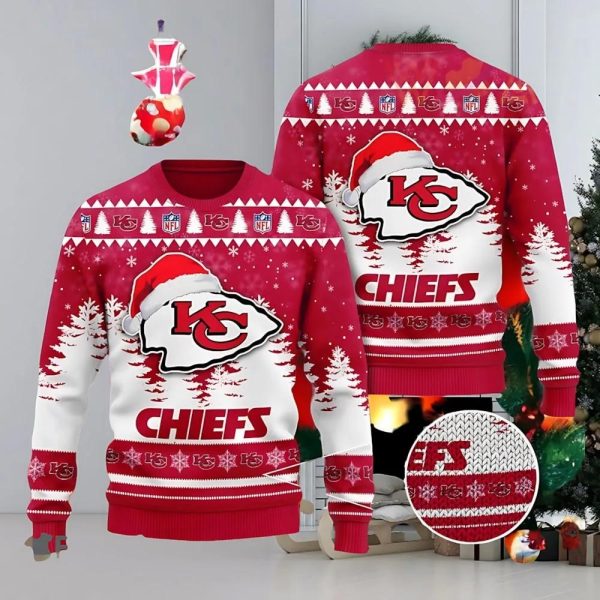 Kansas City Chiefs Santa Spirit Ugly Christmas Sweater, Kansas City Chiefs Ugly Sweater, NFL Ugly Sweater