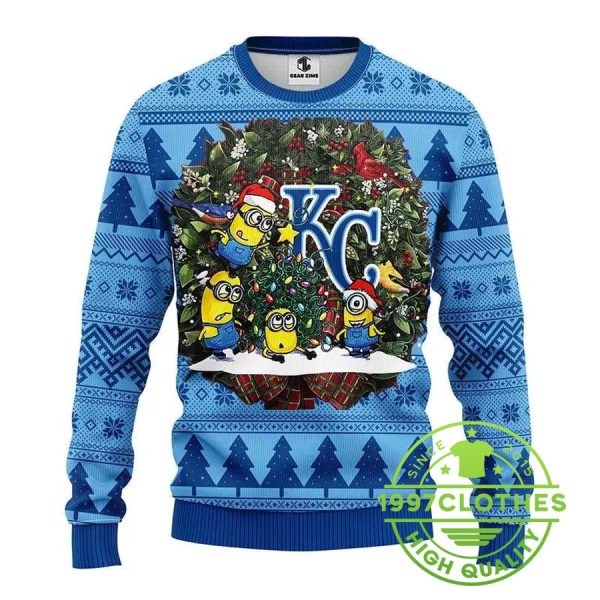 Kansas City Royals Minion Ugly Christmas Sweater, Kansas City Royals Ugly Sweater, MLB Christmas Sweater